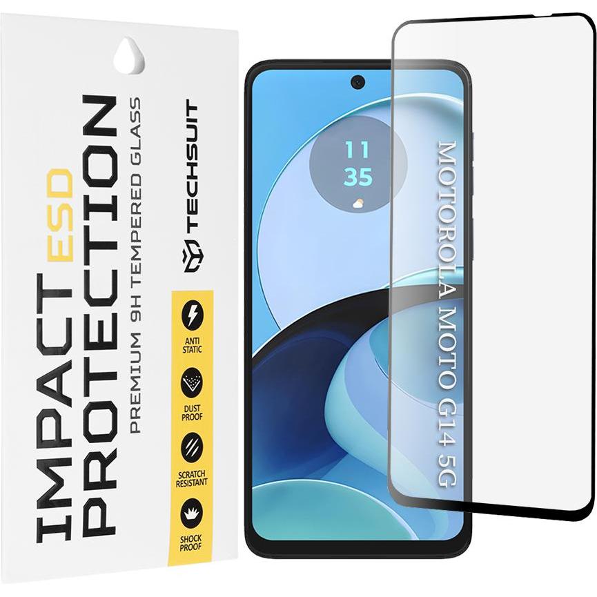 Techsuit - ESD Glass - Motorola Moto G14 / Moto G54 / Moto G54 Power Edition / Moto G64 - Black (1 pz., Motorola Moto G14, Motorola Moto G54), Pellico
