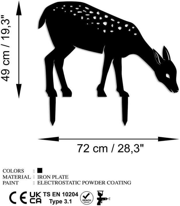 Produktbild Wallxpert Gartenstecker Reh 64 x 72 cm