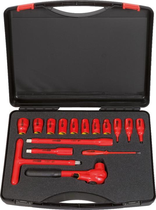 Image du produit KS Tools Jeu de douilles 1/2 pouce avec outils isolés, 16 pces