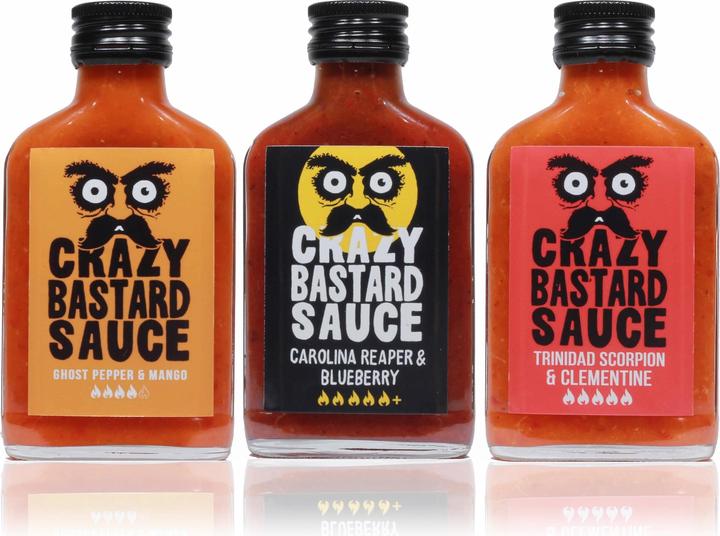 Immagine prodotto Crazy Bastard Sauce Set di 3 salse piccanti (3 x 100 ml) - Salsa piccante (860 g)
