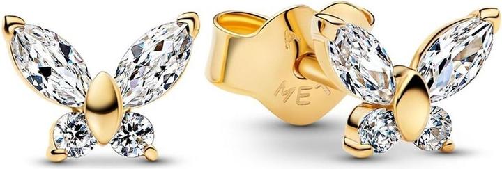 Orecchini a farfalla dorati con pietra bianca, Sì