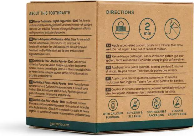 Actual product image Georganics Fluoride English Peppermint Toothpaste 60ml (60 ml)