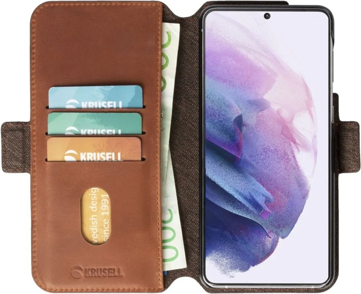 Actual product image Krusell PhoneWallet Samsung Galaxy S21+ vintage cognac (62270) (Samsung Galaxy S21+)