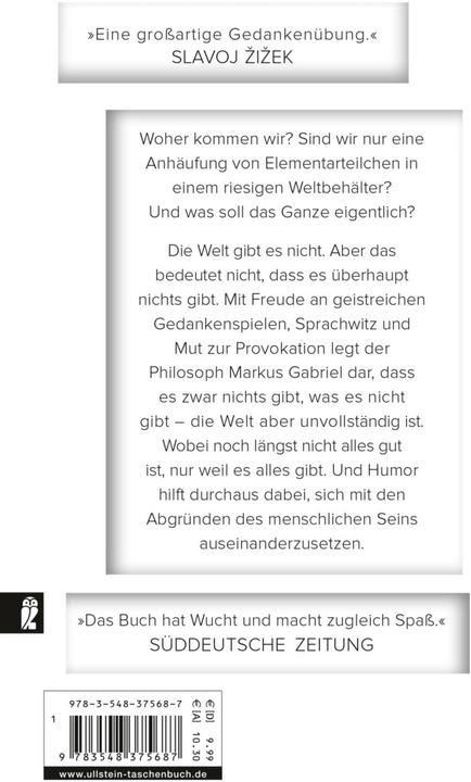 Produktbild Warum es die Welt nicht gibt (Deutsch, Markus Gabriel, 2015)