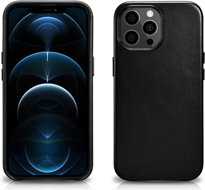 Produktbild iCarer Leather Oil Wax Case Covered in Genuine Leather for iPhone 13 Pro Black (Compatible with MagS (Apple iPhone 13 Pro, Apple iPhone 15 Pro Max)