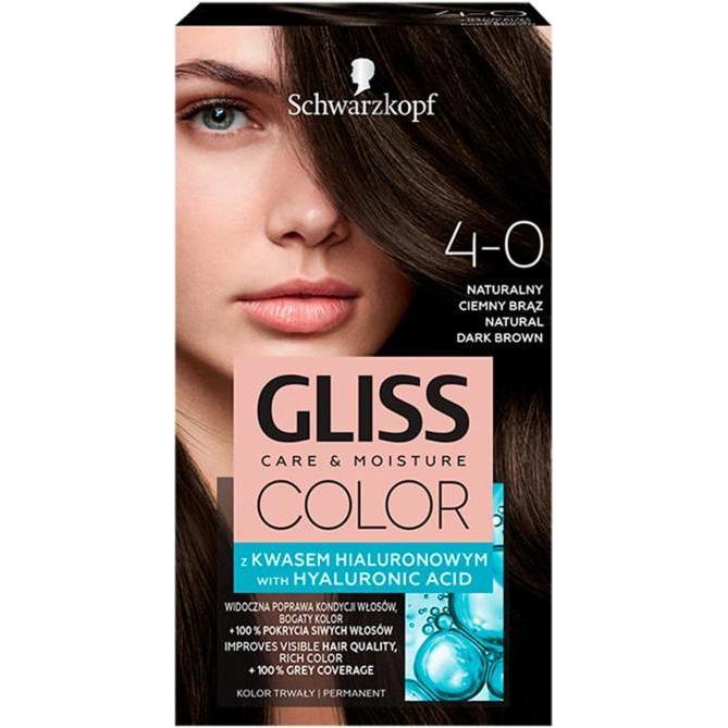 Schwarzkopf, Haarfarbe, Gliss Color Hair Dye 4-0 Natural Dark Brown (4-0 Natural Dark Brown)