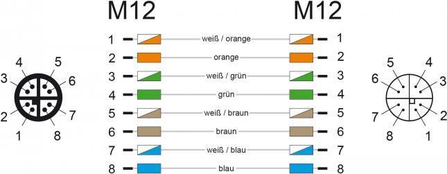Actual product image Delock Patch cable 8 pin M12-X (M) to 8 pin M12-X (W) (S/FTP, CAT6a, 1 m)
