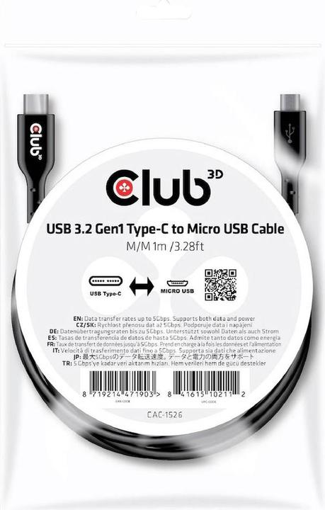 Produktbild Club 3D USB C – USB Micro B (1 m, USB 2.0)