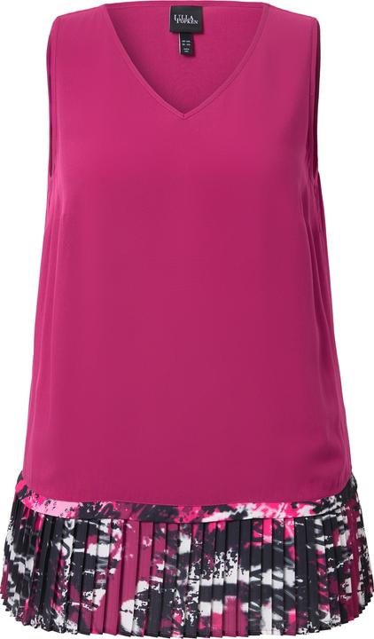Immagine prodotto Ulla Popken top in chiffon, bordo plissettato, taglio ad A, scollo a V, senza maniche (54)