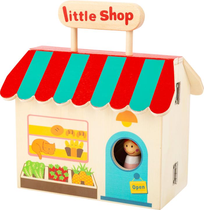 small foot Shopping store in suitcase