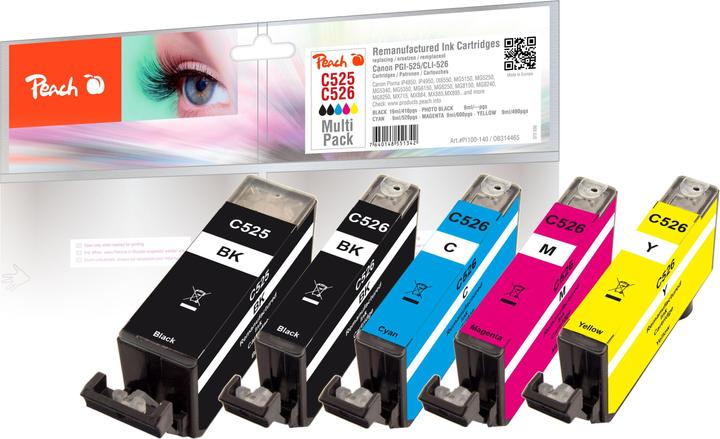 Image du produit Peach PGI-525, CLI-526, 2x 1x photo 1x 1x (C, CF, M, Y)