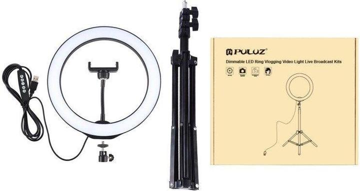 Produktbild Puluz 1,1m Tripod Mount + 26cm RGBW LED Ring Vlogging PKT3044 (Ringleuchte)