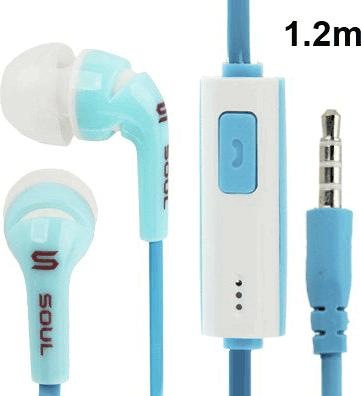 Produktbild Hermex FLACH Kabel Stereo Bass in Ear Kopfhörer Microfon + vergoldete AUX-Stecker + ON OFF - Blau (Kabelgebunden)
