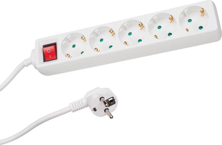 Actual product image Perel 5-socket power strip with switch (5x, CEE 7/3, 1.50 m)