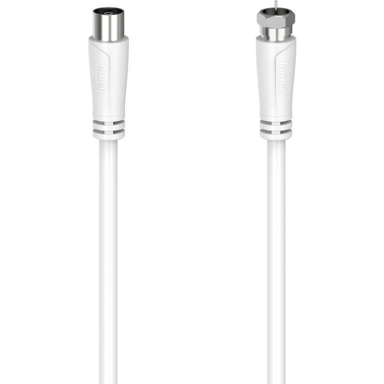 Hama SAT-Anschlusskabel, F-Stecker - Koax-Kupplung, 1,5 m, 90 dB (90 dB, Antennenkabel), Antennenkabel