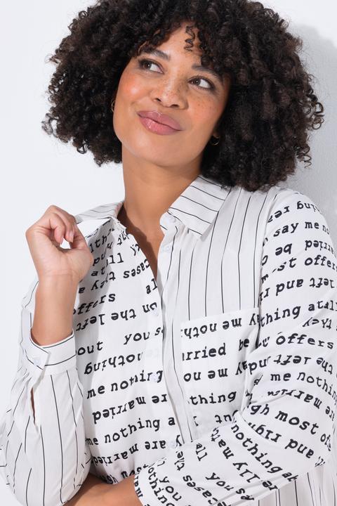 Produktbild Angel of Style Long-Hemdbluse, oversized, Schriftmuster/Streifen (44)