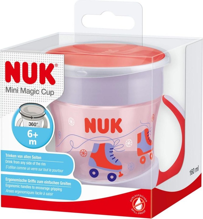 Actual product image NUK Mini Magic Cup, 160ml, unique drinking rim, sealing silicone disc, from 6 months, red