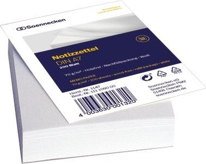 Soennecken Zettelboxeinlage Papierformat: DIN A7 Grammatur: 70 g/m² (70 g/m², A7)