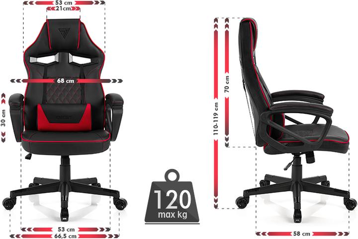 Actual product image Sense Gaming chair Sense7 Knight Gaming Chair, Black-red