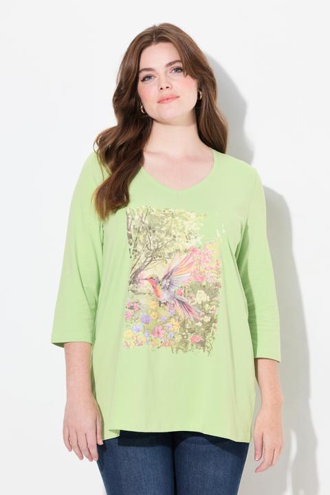 Produktbild Ulla Popken Shirt, Natur-Motiv, A-Linie, V-Ausschnitt, 3/4-Arm (46, 48)