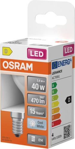 Actual product image Osram LED Leuchtmittel LED Retrofit CLASSIC P 3.4W 840 Frosted E14 Neutralweiss 4099854468278 (E14, 470 lm, 6x)