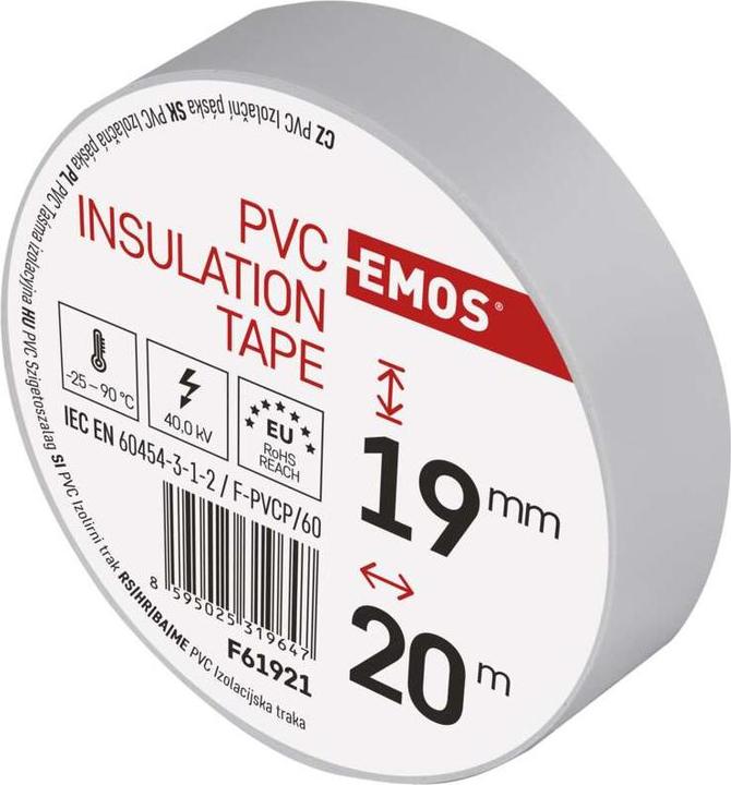 Actual product image Emos Insulating tape PVC 19mm/20m white, 10 pcs. (19 mm)