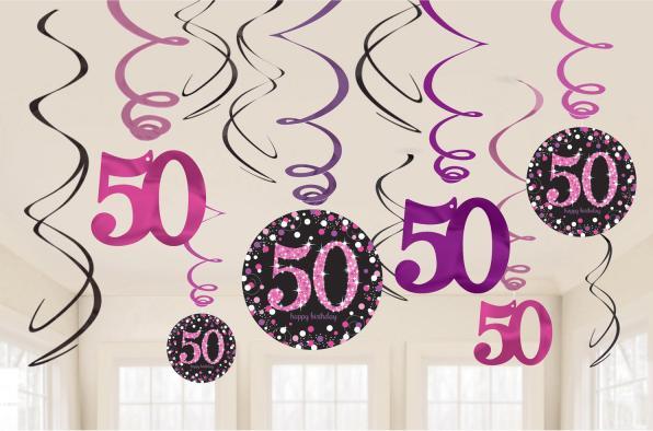 Image du produit Amscan Décoration Roses 50 ans "Joyeux anniversaire (12 pcs)