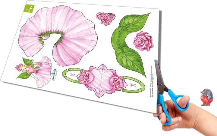 Produktbild Anziehpuppe Blüten Bastelbogen mit 3 Pu