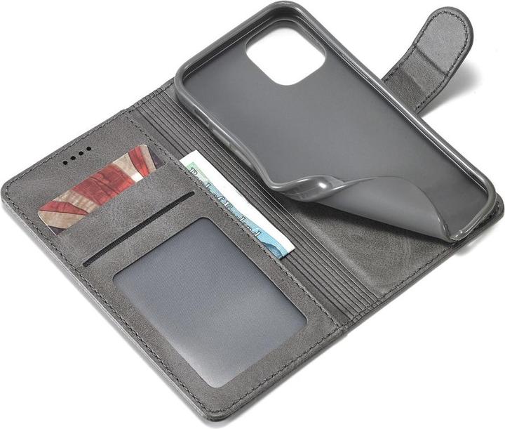 Image du produit Ueli Express iPhone 12 / iPhone 12 Pro Livre Etui en cuir véritable avec porte-carte Gris (Apple iPhone 12 Pro, Apple iPhone 12)