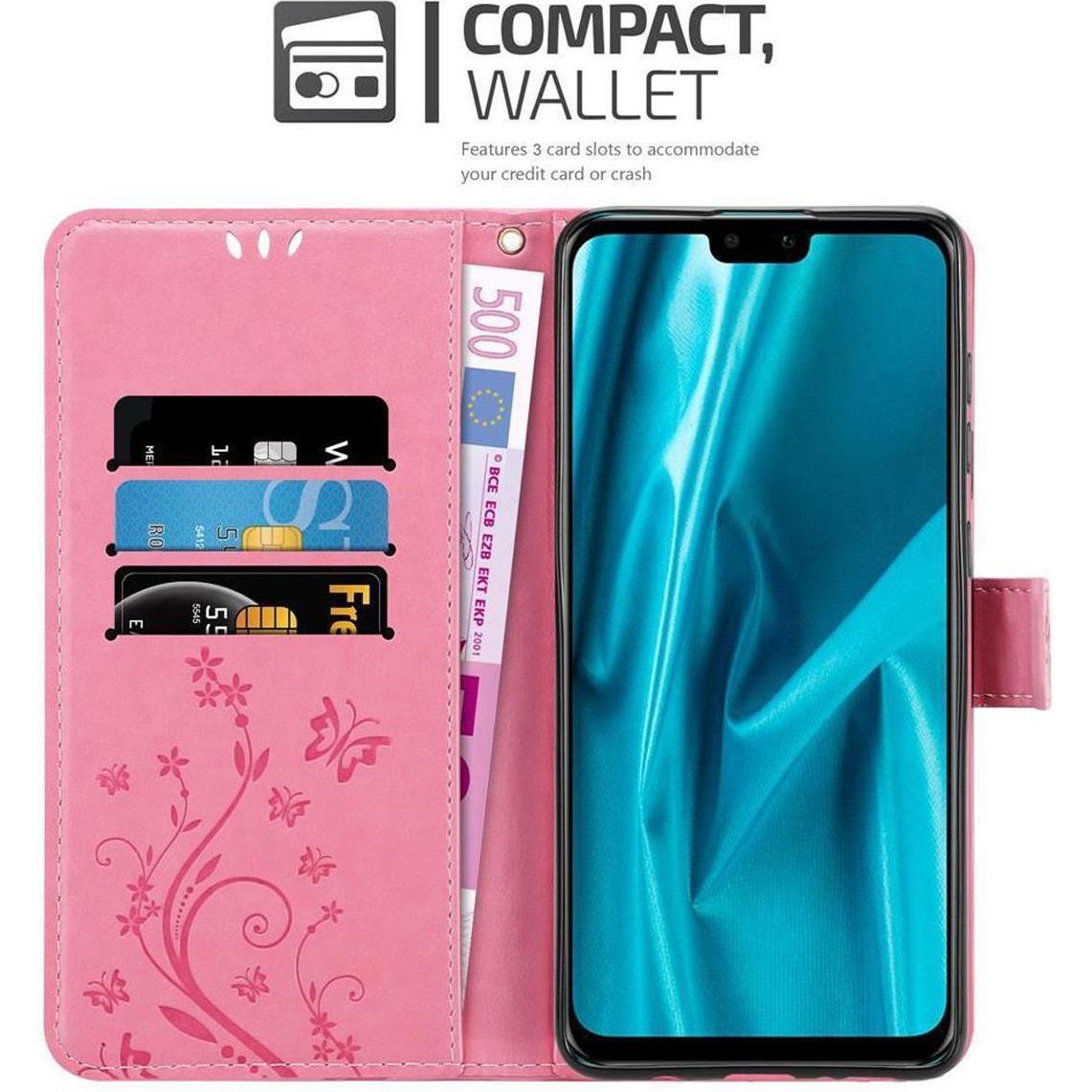 Thumbnail - Cadorabo Flower Book Cover (Huawei Y9 (2019)), Smartphone Hülle, Rosa