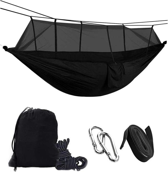 Aptel Hammock avec écran anti-insectes ACTIVE SUMMER, 260x140 cm, Noir (200 kg)
