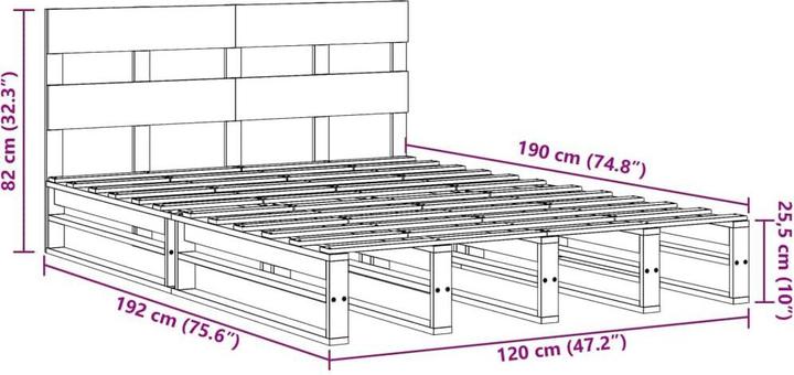 Actual product image vidaXL Bettgestell (120 x 190 cm)