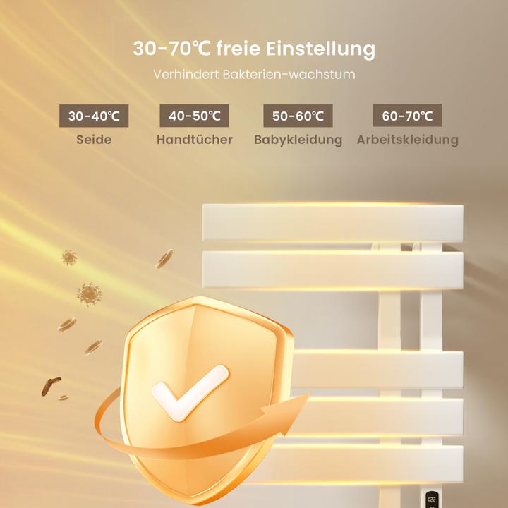 Actual product image Emke Electric towel rail with LED display 100x50 cm 320W WiFi Timer Right cable connection White