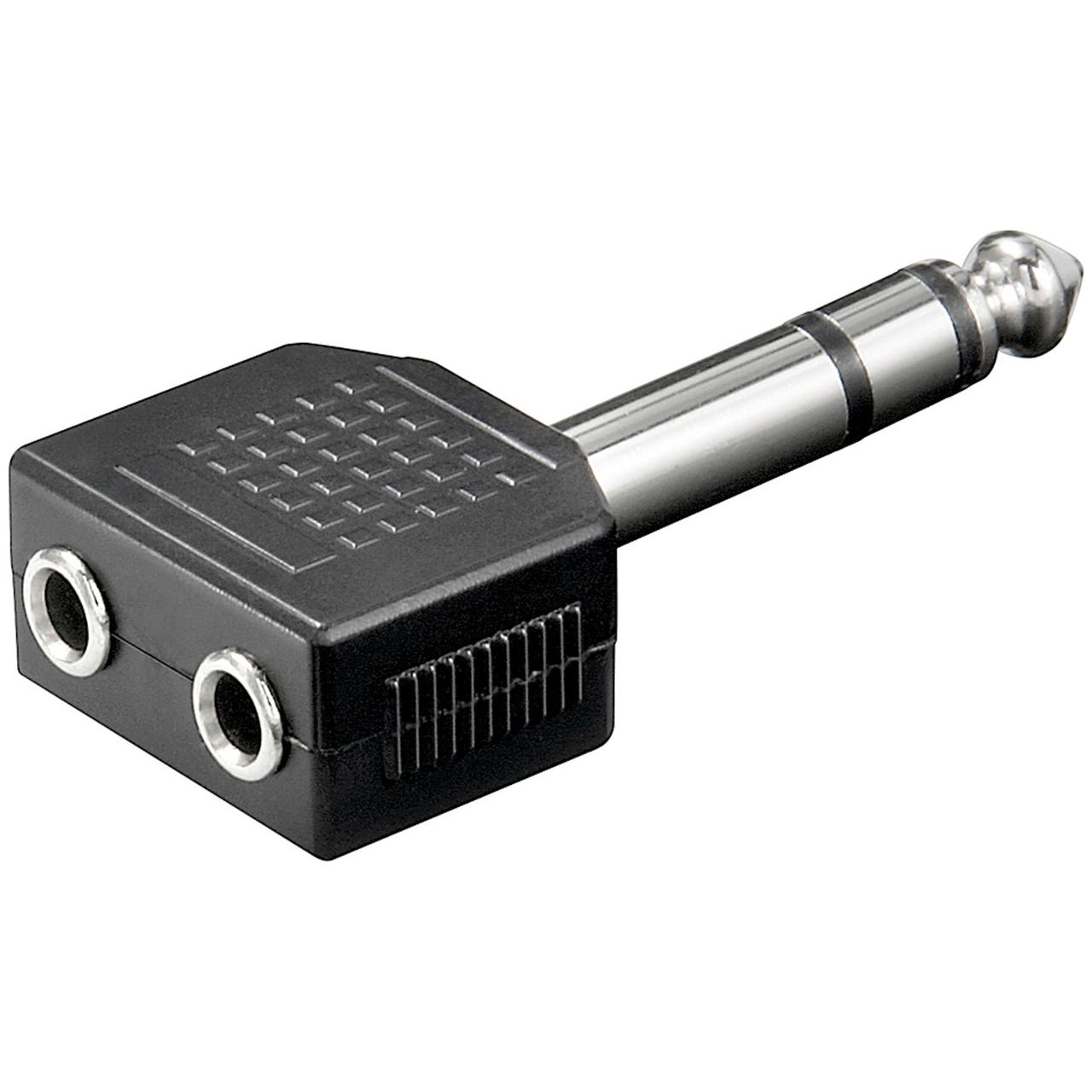 Shiverpeaks S/CONN maximum connectivity Adapter, Klinkenstecker Stereo 6,3mm auf 2 Klinkenkupplung Stereo 3,5 m, Audio A...