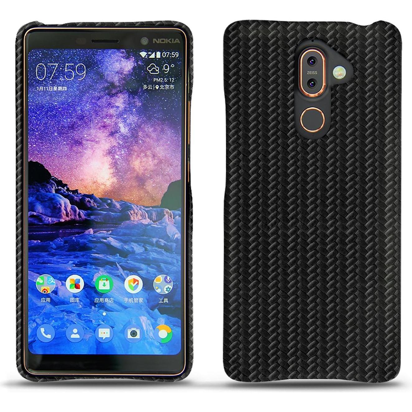 Thumbnail - Noreve Lederschutzhülle (Nokia 7 Plus), Smartphone Hülle, Schwarz