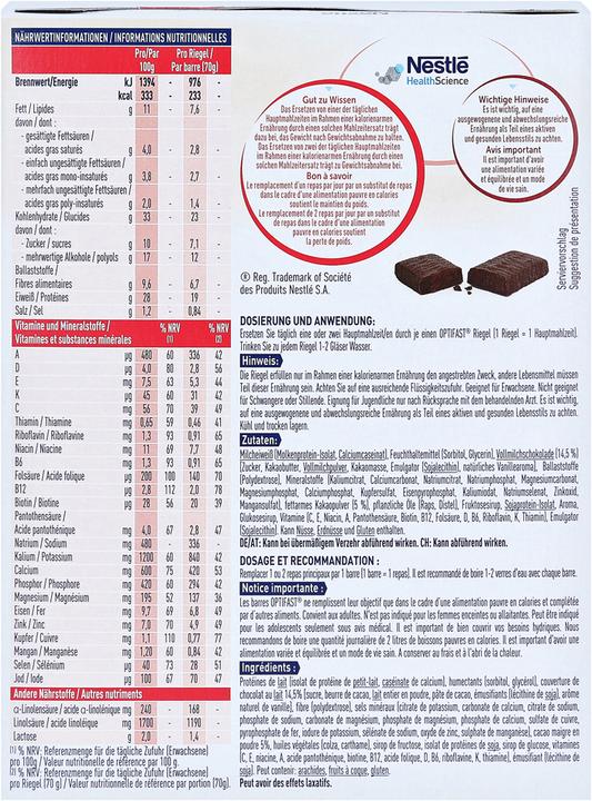 Nährwerte und Zutaten Optifast Starter-Pack (26 Stk., Pulver, 1779 g)