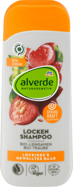 Produktbild dm alverde Shampoo Locken Bio-Leinsamen, Bio-Traube (200 ml, Flüssiges Shampoo)