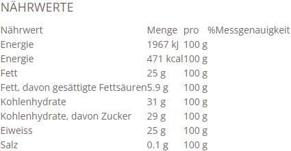 Valeurs nutritives et ingrédients Roobar Barre protéinée Choco Chip Vanilla (10x60g) (600 g, 10 pcs)