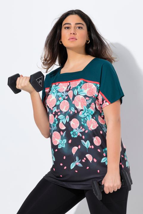 Image du produit Ulla Popken T-shirt oversize technique. Décolleté carré et manches courtes (50, 52)