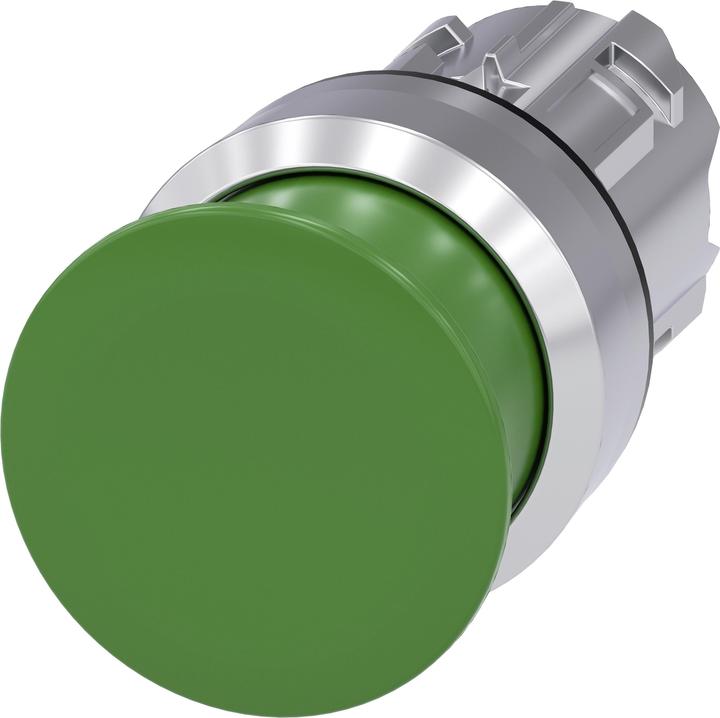 Actual product image Siemens SIRIUS ACT mushroom pushbutton front element metal, high-gloss, green
