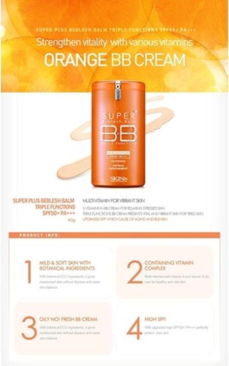 Actual product image Skin79 Super+ Beblesh Balm Orange Spf50+ Bb Cream For Coloryte Scores 40G (Orange)