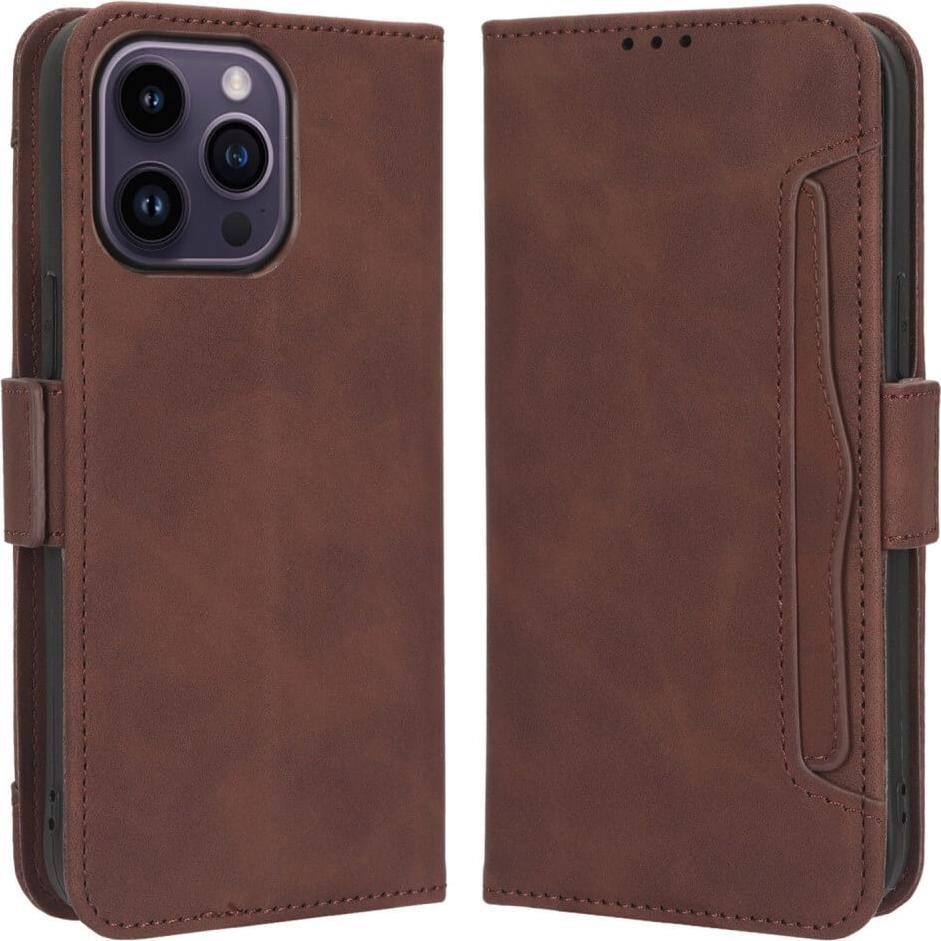 Cover-Discount iPhone 15 Pro Max - Etui mit vielen Kartenfächer braun (Apple iPhone 15 Pro Max), Smartphone Hülle, Braun