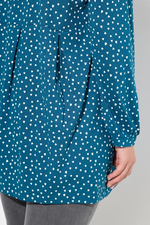 Actual product image Ulla Popken Pleated Confetti Print Long Sleeve Tee (46, 48)