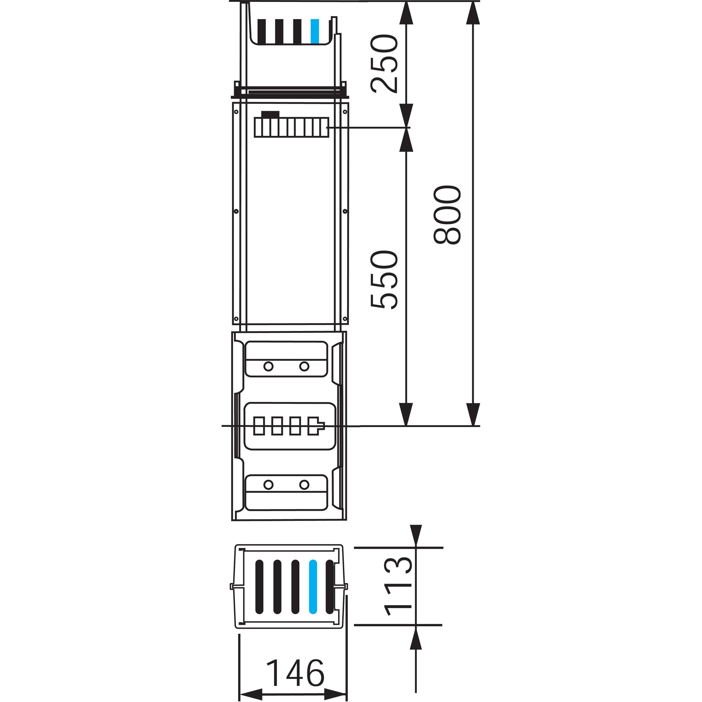Schneider Electric, Verteilerschrank Zubehör, SE KSA630ED4081 Steigleitungs-Schienenkasten 630A 1 Abg.0.8m