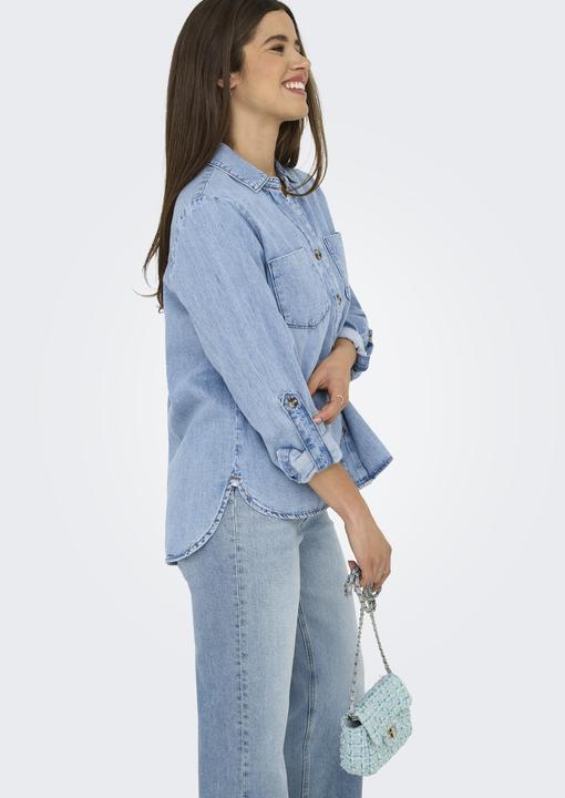 Actual product image Only Normal geschnitten Hemdkragen Umgeschlagene Ärmelbündchen Jeanshemd Jeanshemd (M)