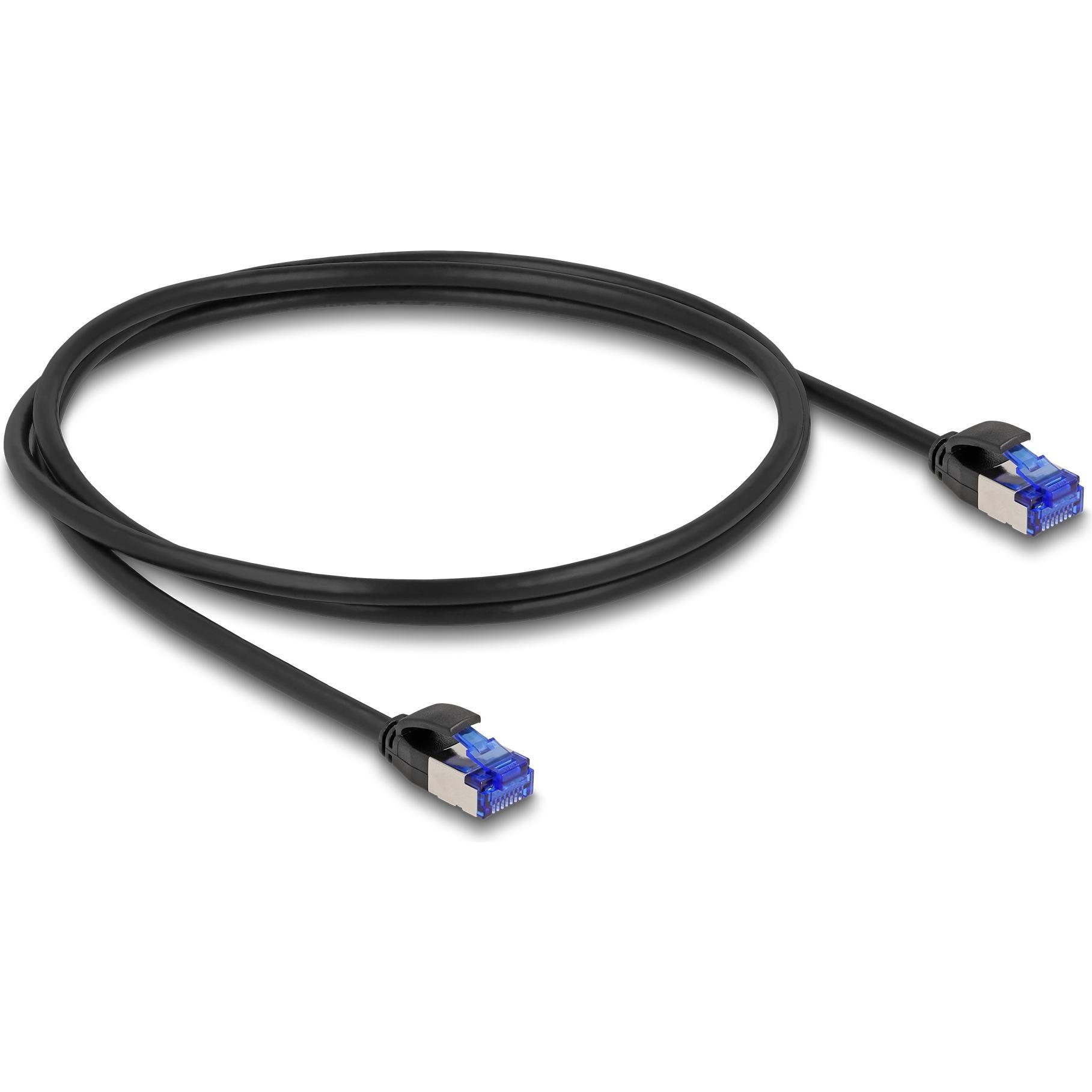 Thumbnail - Delock RJ45 Netzwerkkabel Cat.6A S/FTP Slim 1 m schwarz (S/FTP, CAT6a, 1 m), Netzwerkkabel