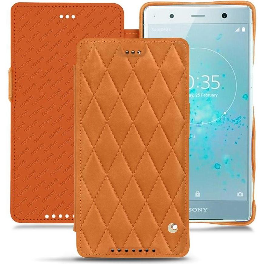 Noreve Lederschutzhülle horizontal (Sony Xperia XZ2 Premium), Smartphone Hülle, Orange
