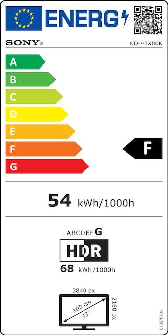 Energie-Label Sony KD-43X80K (43", X80K, LCD, 4K, 2022)