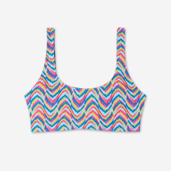 Actual product image Olaian Bikini-Oberteil Bustier Surfen Damen Aurely Pandor blau/rosa/gelb (42)