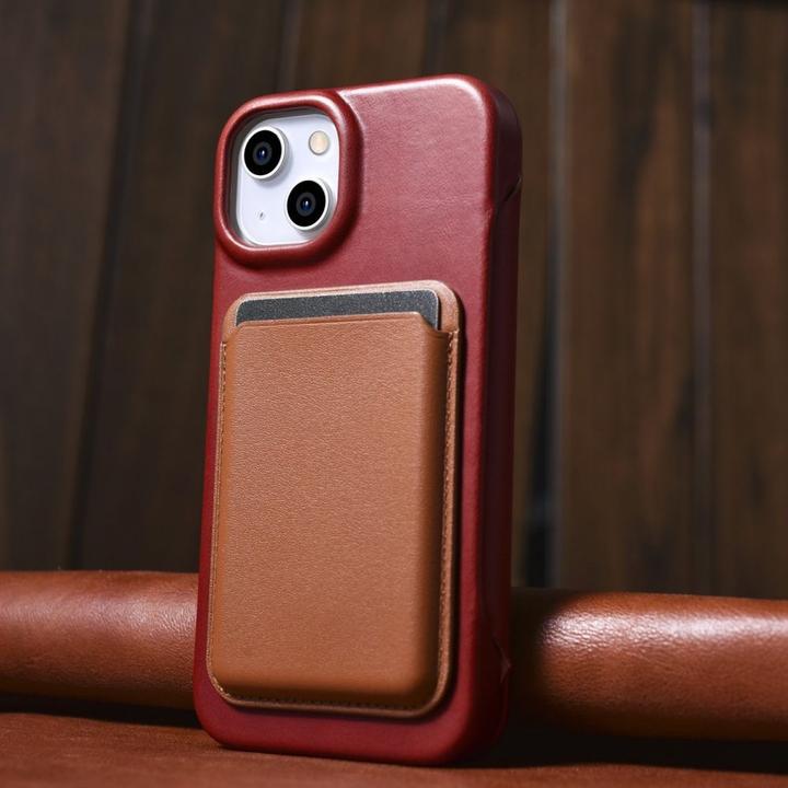Image du produit iCarer CE Oil Wax Premium Leather Folio Case iPhone 14 Plus Magnetic Flip Leather Folio Case MagSafe (Apple iPhone 14 Plus)